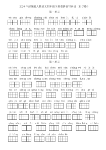 部编版四年级语文下册看拼音写词语(田字格)