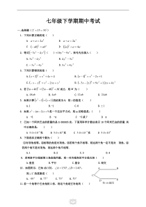 北师大版七年级下册数学期中考试试卷