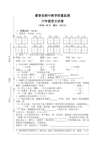 蕲春县期中教学质量监测人教版文六年级上册测试卷