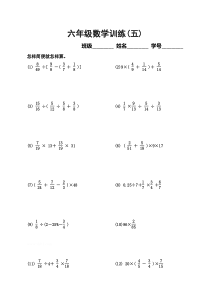 5六年级数学训练专项练习24份人教版数学六年级下册试题