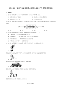 2016-2017学年广东省深圳市龙岗区八年级(下)期末物理试卷