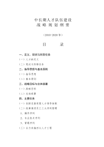 中长期人才队伍建设战略规划