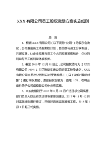 XXX企业孵化器有限公司员工股权激励方案实施细则