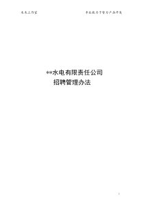 某水电有限责任公司招聘管理办法