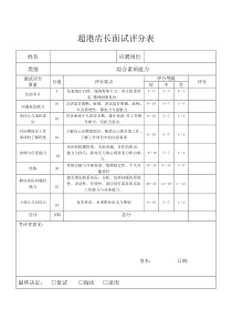 超港店长面试评分表