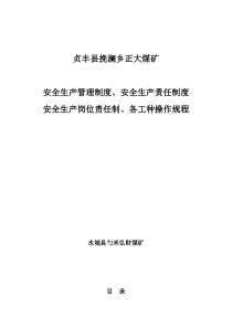 正大煤矿规章制度、责任制、操作规程