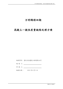 万科混凝土一般性质量缺陷处理施工方案