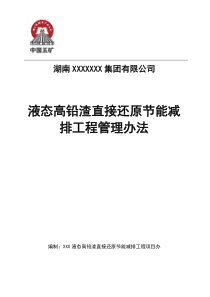 液态高铅渣还原项目建设管理办法