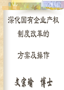 深化国有企业产权制度改革的方案及操作