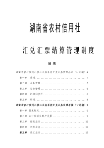 湖南农村信用社汇兑汇票结算管理制度