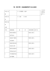 设备维修保养记录表