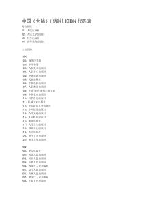 中国(大陆)出版社ISBN代码表