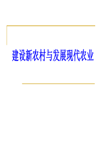 建设新农村与发展现代农业