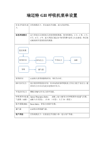 瑞迈特GII呼吸机菜单设置手册