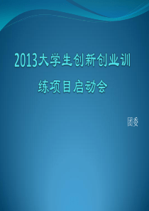 2013大学生创新创业训练项目启动会