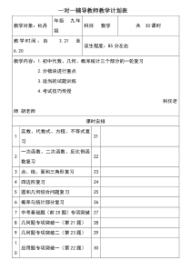 一对一辅导教学计划表及方案---杜丹