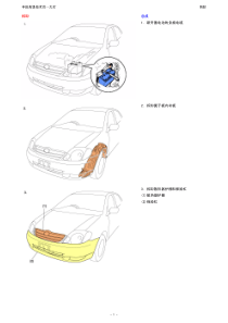 拆卸总成1断开蓄电池的负极电缆2拆卸翼子板内衬板3拆卸