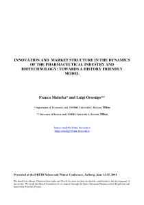 INNOVATION AND MARKET STRUCTURE IN THE DYNAMICS OF