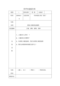 二年级科学实验报告单1