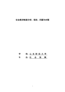 社会救济制度分析：现状、问题与对策