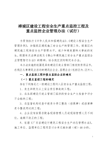 禅城区建设工程安全生产重点监控工程及重点监控企业管理办法（试