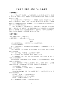 高三语文专题复习精品试题解析专题9现代文阅读3小说阅读高中语文练习试题