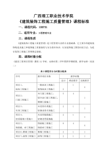 《建筑装饰工程施工质量管理》课程标准