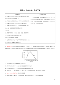 专题12反应速率化学平衡原卷版