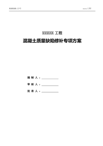 砼质量缺陷修补专项施工方案