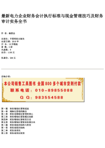 最新电力企业财务会计执行标准与现金管理技巧及财务审计实务全书