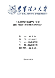 土地利用规划  课程论文