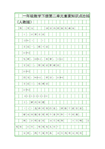 一年级数学下册重要知识点总结人教版
