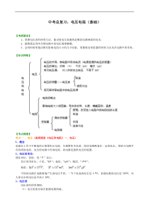 初中九年级物理中考总复习电压电阻基础知识讲解