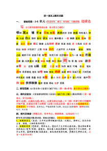 2020初中七年级第一学期期末语文期末复习点睛内部