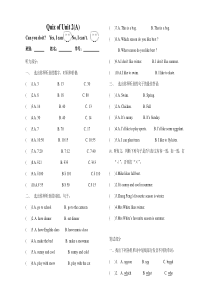 小学五年级下册PEP英语试卷QuizofUnit2A