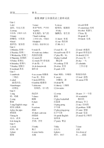 新人教PEP英语五年级上册英语35年级单词表