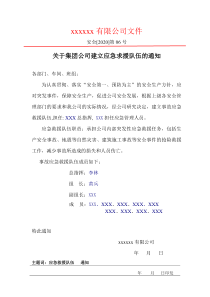 关于集团公司建立应急救援队伍