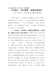 在不忘初心牢记使命主题教育专题党课