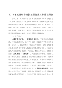 2018年度党组书记抓基层党建工作述职报告