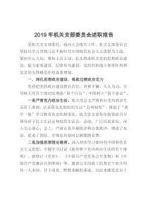 2019年机关支部委员会述职报告