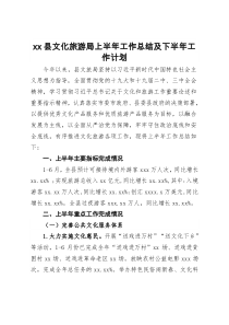 xx县文化旅游局上半年工作总结及下半年工作计划