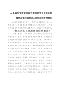 xx县落实省委省政府主要领导关于中央环保督察反馈问题整改工作批示的贯彻意见