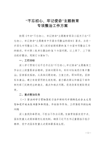 不忘初心牢记使命主题教育专项整治工作方案