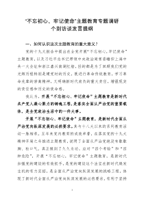 不忘初心牢记使命主题教育专题调研个别访谈发言提纲