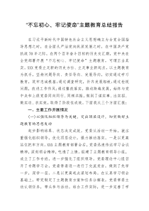 不忘初心牢记使命主题教育总结报告1