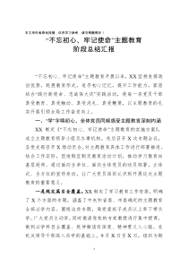 不忘初心牢记使命主题教育阶段总结汇报