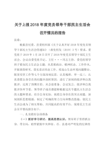 关于上报2018年度党员领导干部民主生活会召开情况的报告