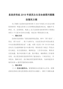 县政府党组2018年度民主生活会查摆问题整改落实方案