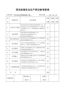 项目安全生产责任制考核表