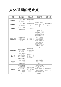 人体肌肉的起止点